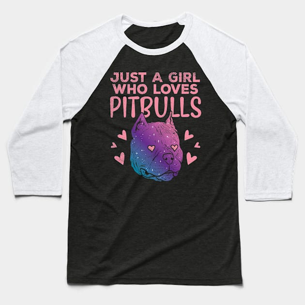 Pitbull Girl Who Loves Pitbulls Baseball T-Shirt by Shirtjaeger